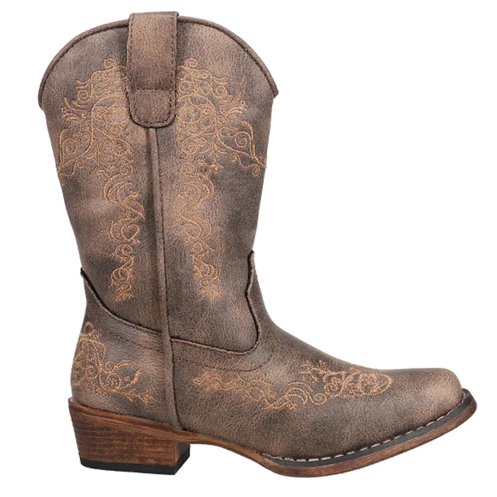 Riley Scroll Snip Toe Cowboy Boots (Little Kid) The Attico Boots