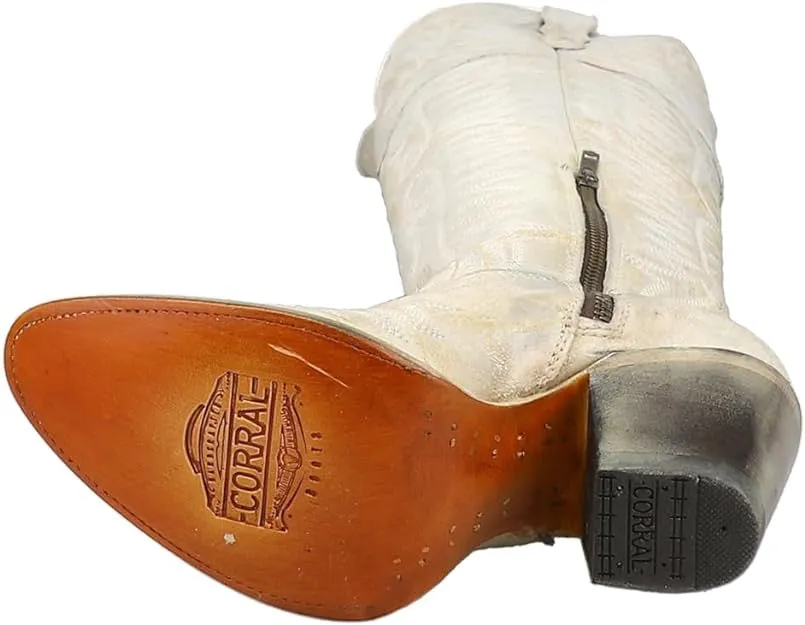 Springheel Jack Boots Oblivion Corral Ladies Over The Knee Distressed White Round Toe Boots A4311