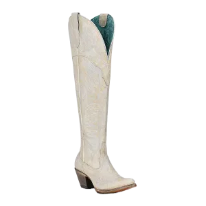 Corral Ladies Over The Knee Distressed White Round Toe Boots A4311 Platform Ankle Boots