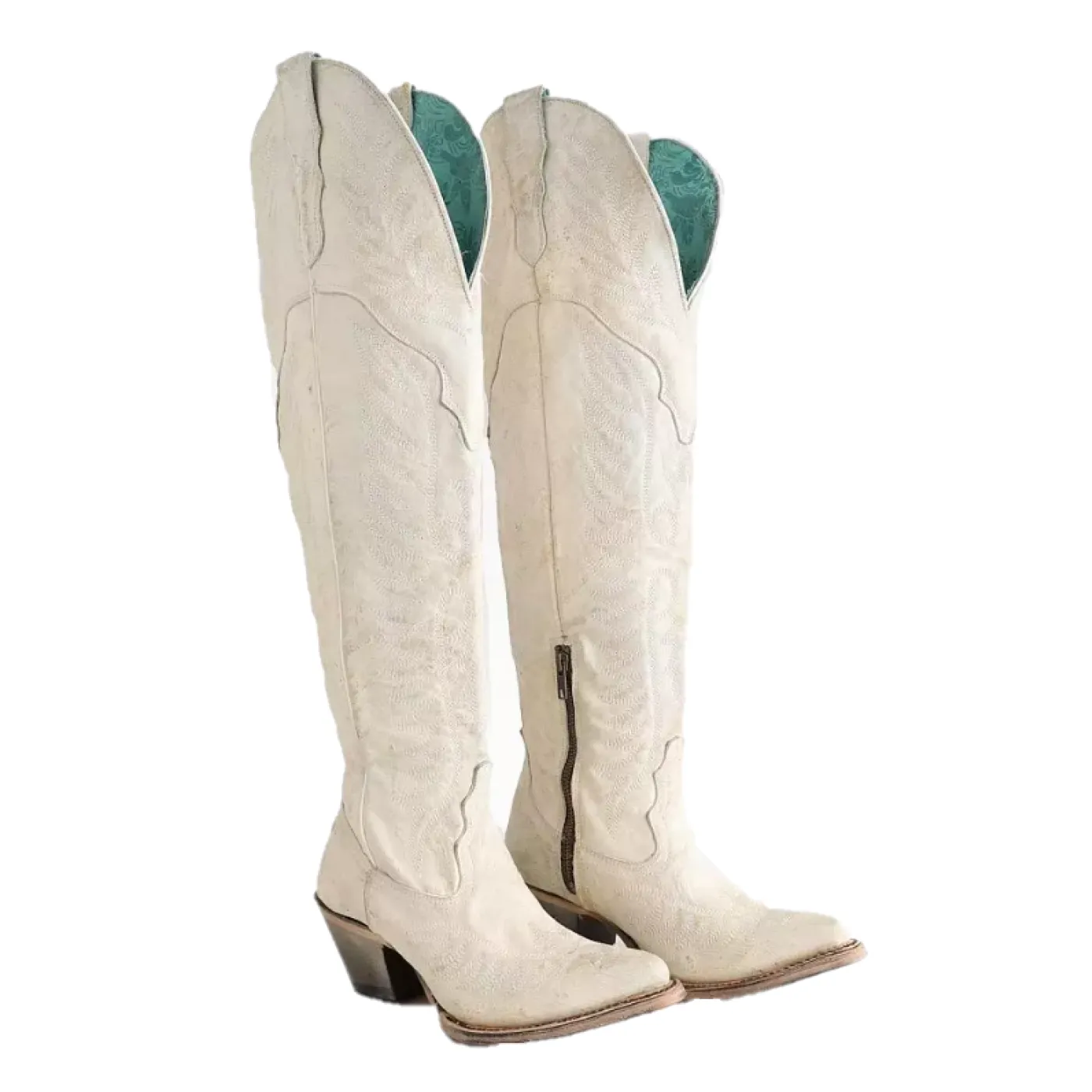 Corral Ladies Over The Knee Distressed White Round Toe Boots A4311 Cowboy Boots Western 7