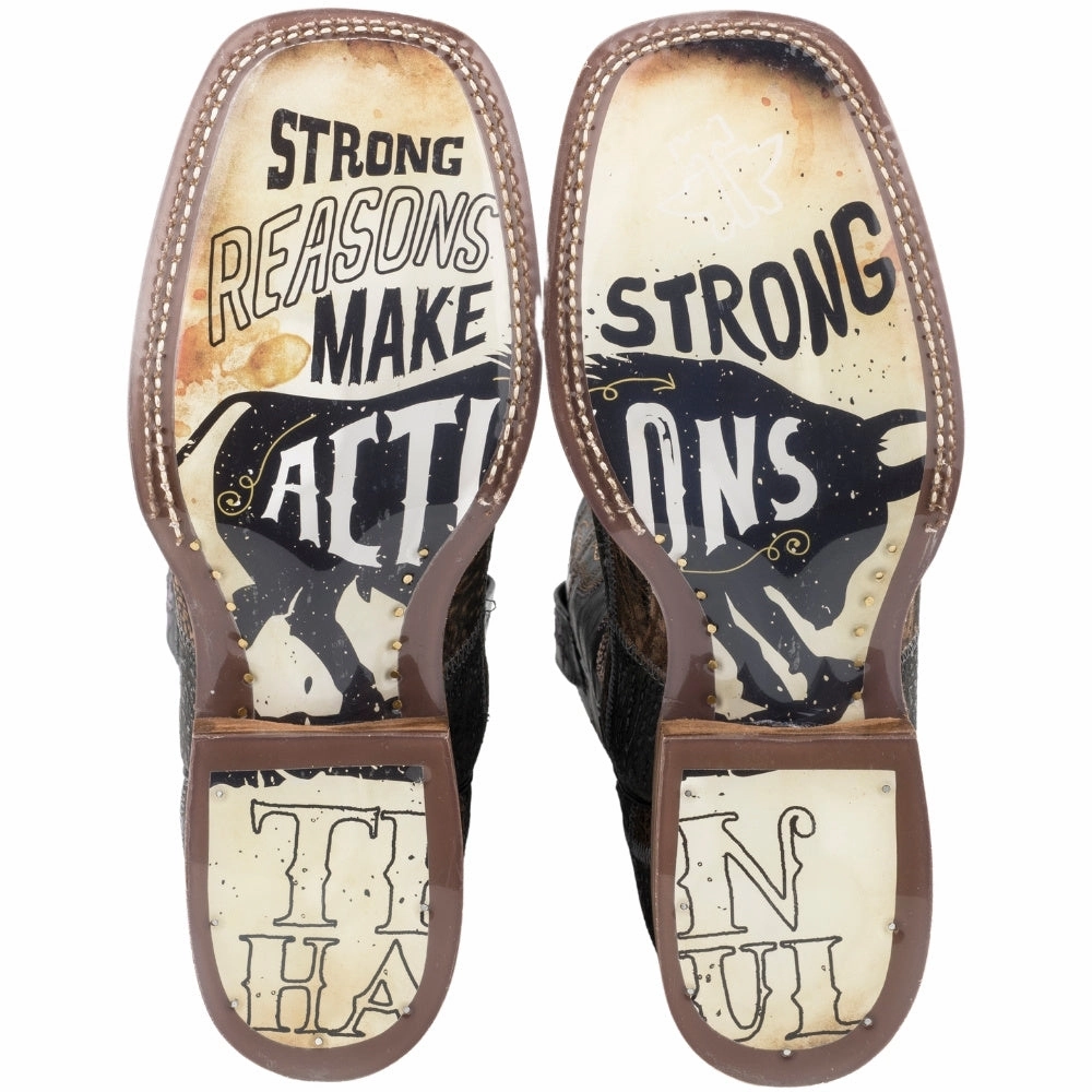 Pipedream Boots No Bulls--t Embroidered Square Toe Pull On Cowboy Boots