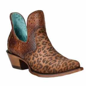 Boots Corral Ladies Brown Leopard Print Inlay Ankle Bootie Z2001
