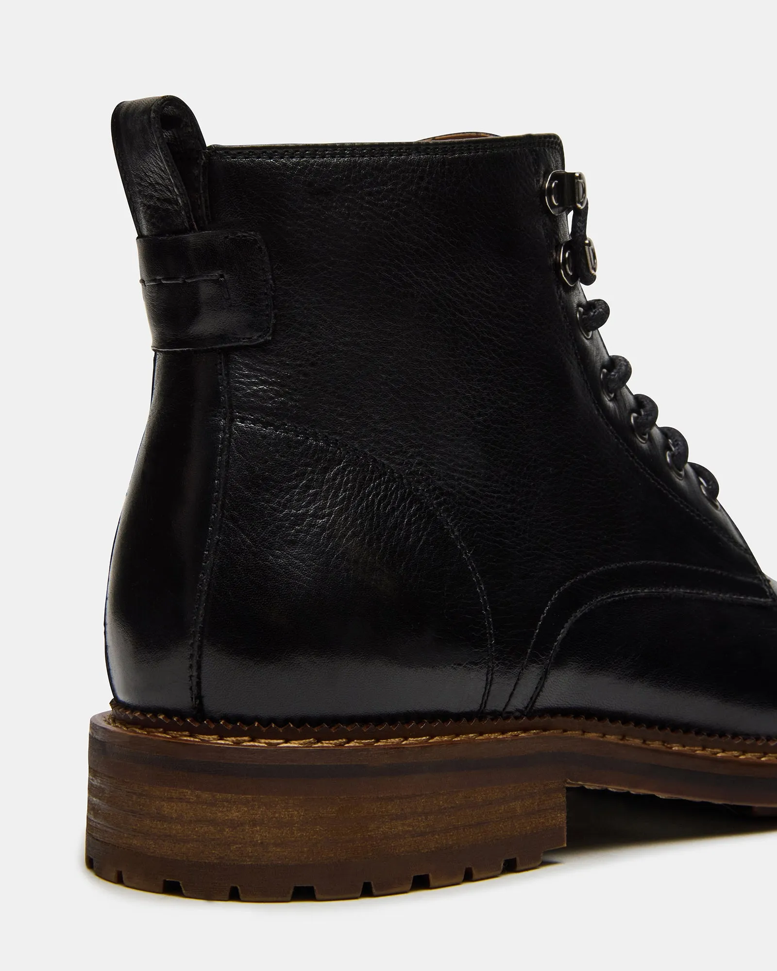 Leather Block Heel Square Toe Ankle Boots NOBY BLACK LEATHER