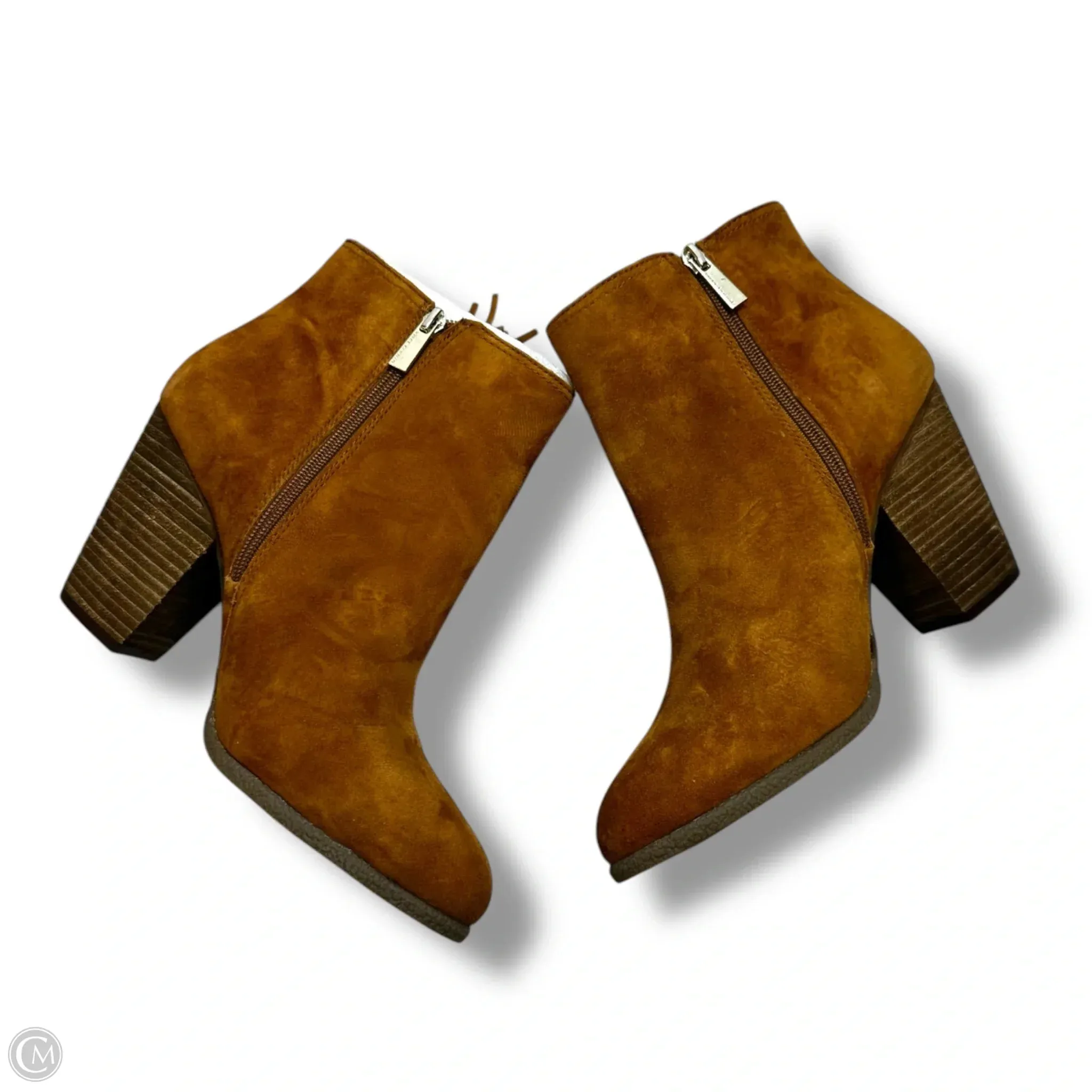 Boots Ankle Heels By Vince Camuto In Brown, Size: 10 Ankle Boots Gold Zipper