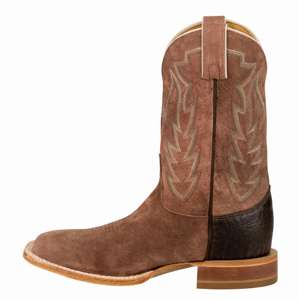 Quincy 11 Inch Sueded Ostrich Embroidered Square Toe Pull On Cowboy Boots Best Waterproof Hunting Boots