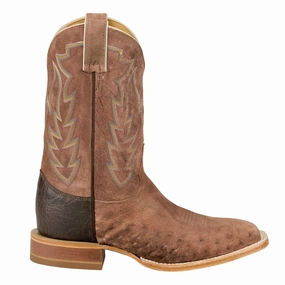 Ankle Boots Low Heel Quincy 11 Inch Sueded Ostrich Embroidered Square Toe Pull On Cowboy Boots