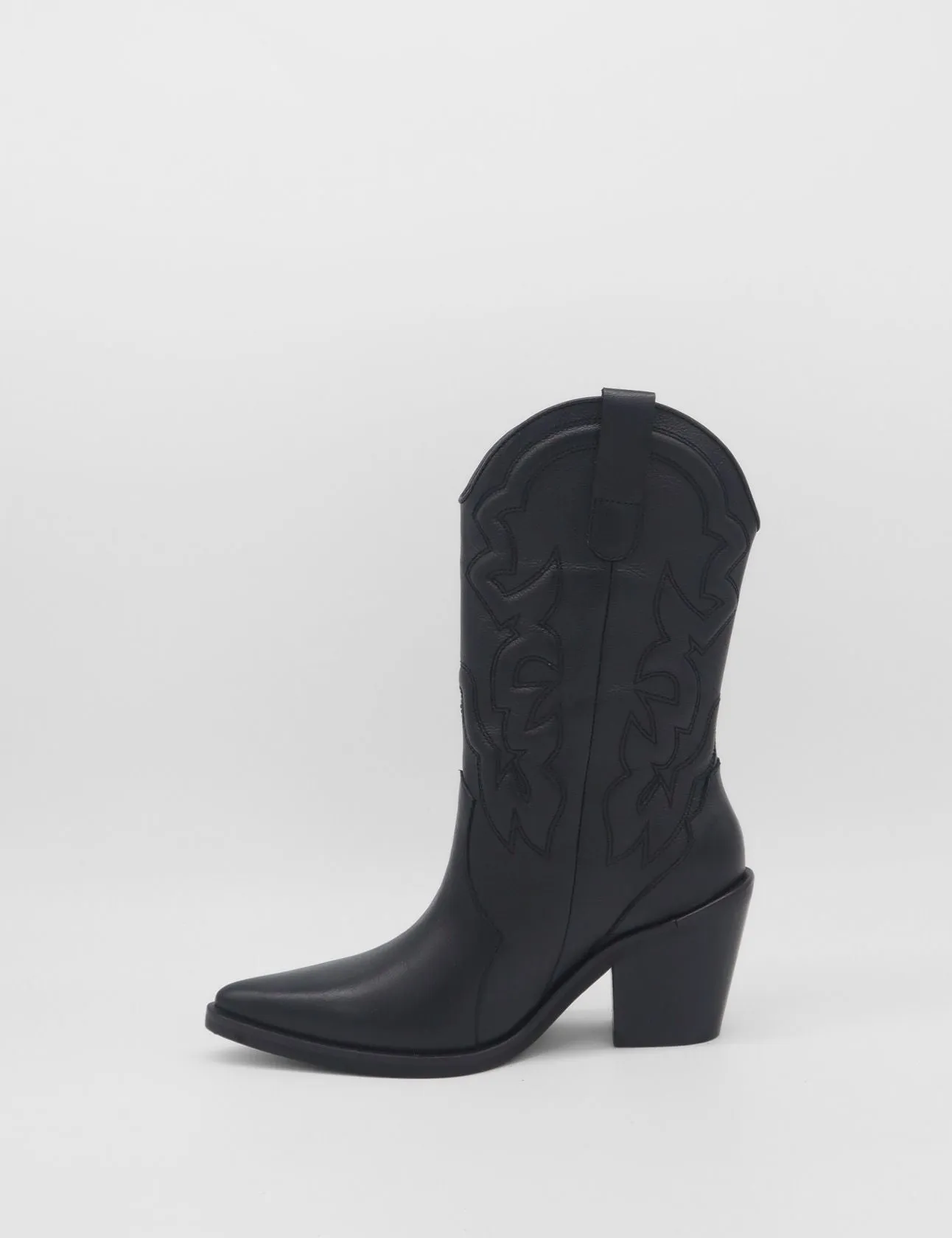 Wide Calf Boots Palisades western boots in black leather womens shoes