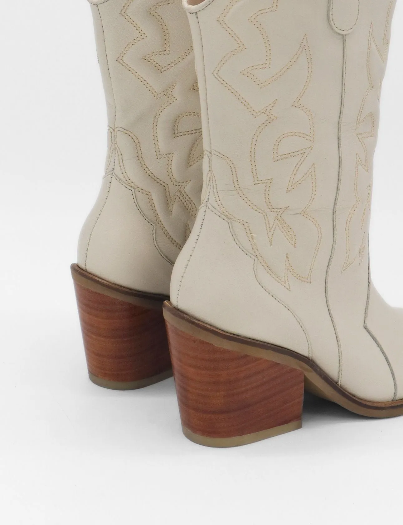 Dehner Boots Palisades western boots in off white leather womens shoes