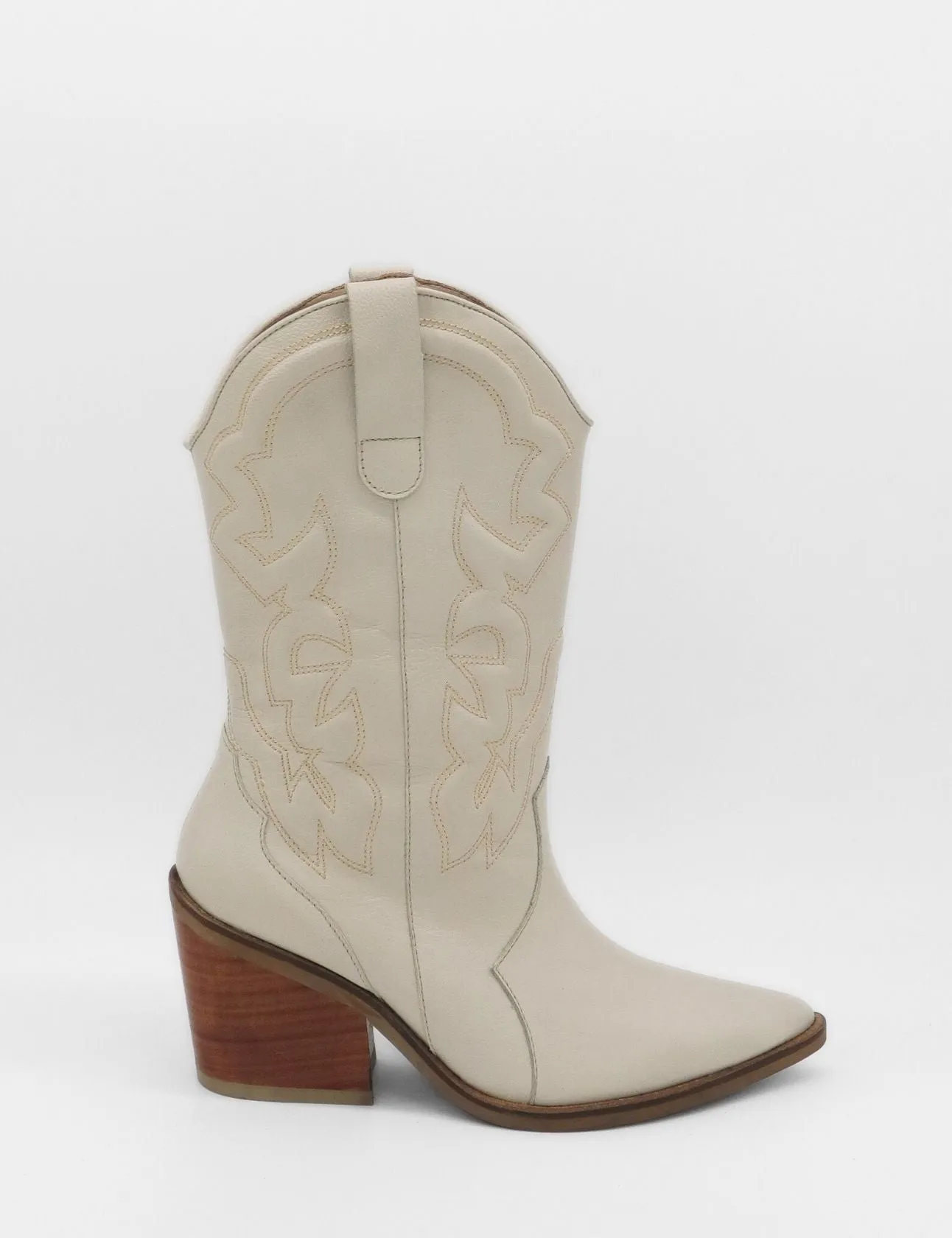Palisades western boots in off white leather womens shoes Short Rubber Boots
