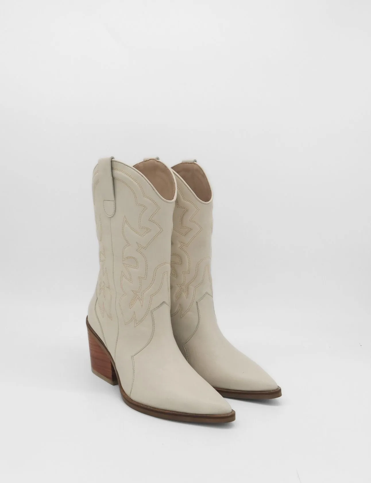 Boots For Gardening Palisades western boots in off white leather womens shoes