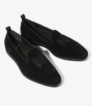 Papillon Emb. Slip-on - Black - Suede Slip On Steel Toe Shoes