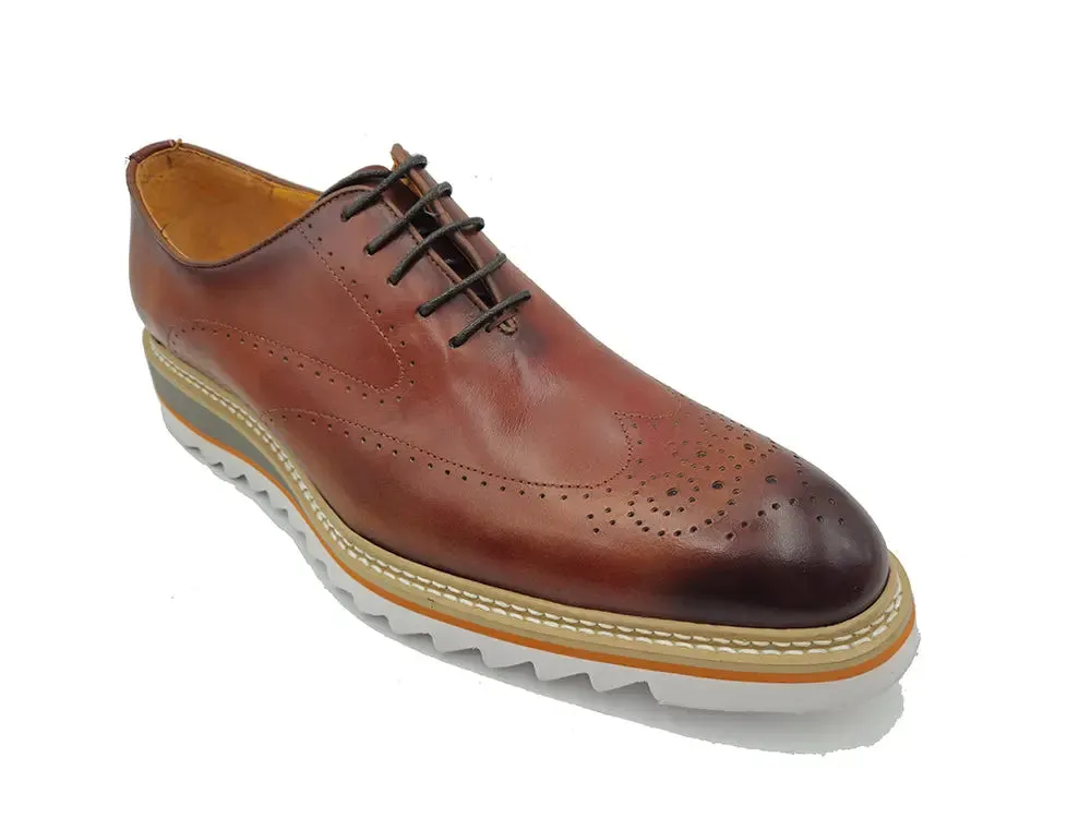 Bedazzled Loafers Patina Wing-tip Oxford with Medallion on Toe