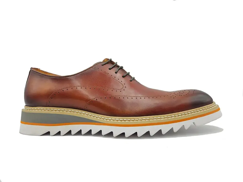 Loafers Boat Shoes Patina Wing-tip Oxford with Medallion on Toe