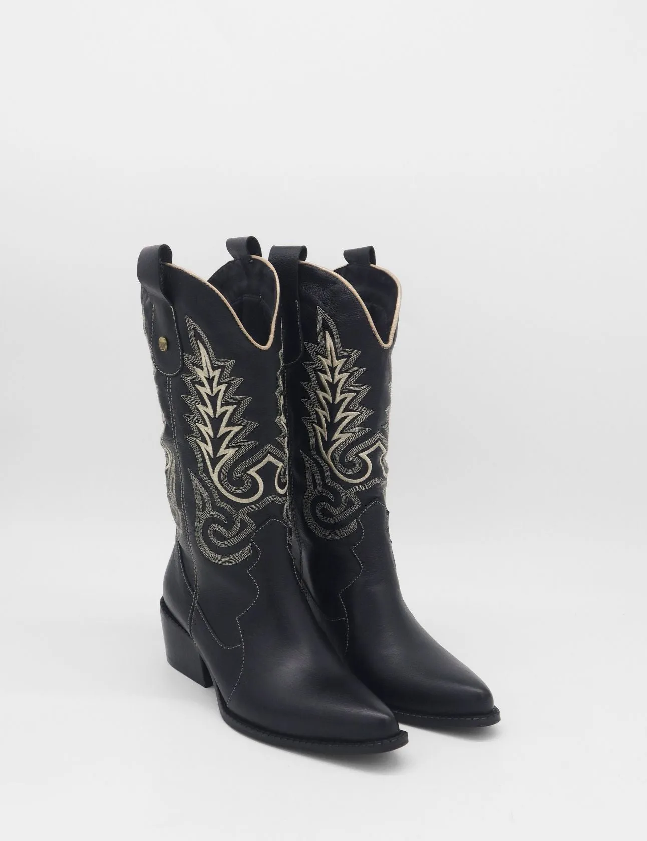 Loyal western cowboy boots in black leather women's shoes Rain Boots Fashion