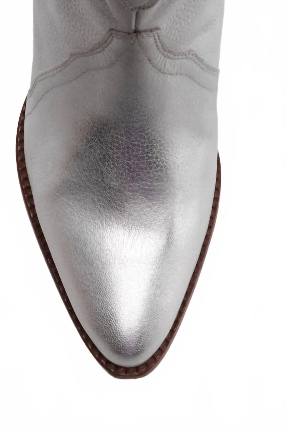 Women's New Frontier Western Boots In Silver Boots For Wide Leg Jeans