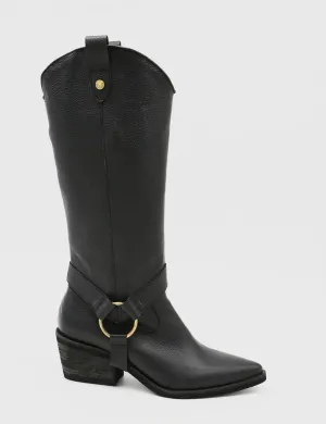 Penelope western cowboy convertible boots black leather womens shoes Country Western Boots