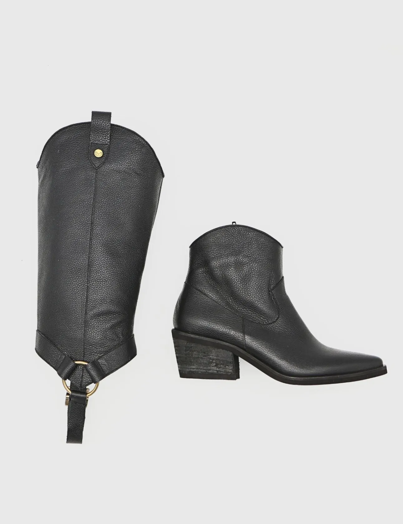 Penelope western cowboy convertible boots black leather womens shoes Women's Snow Boots