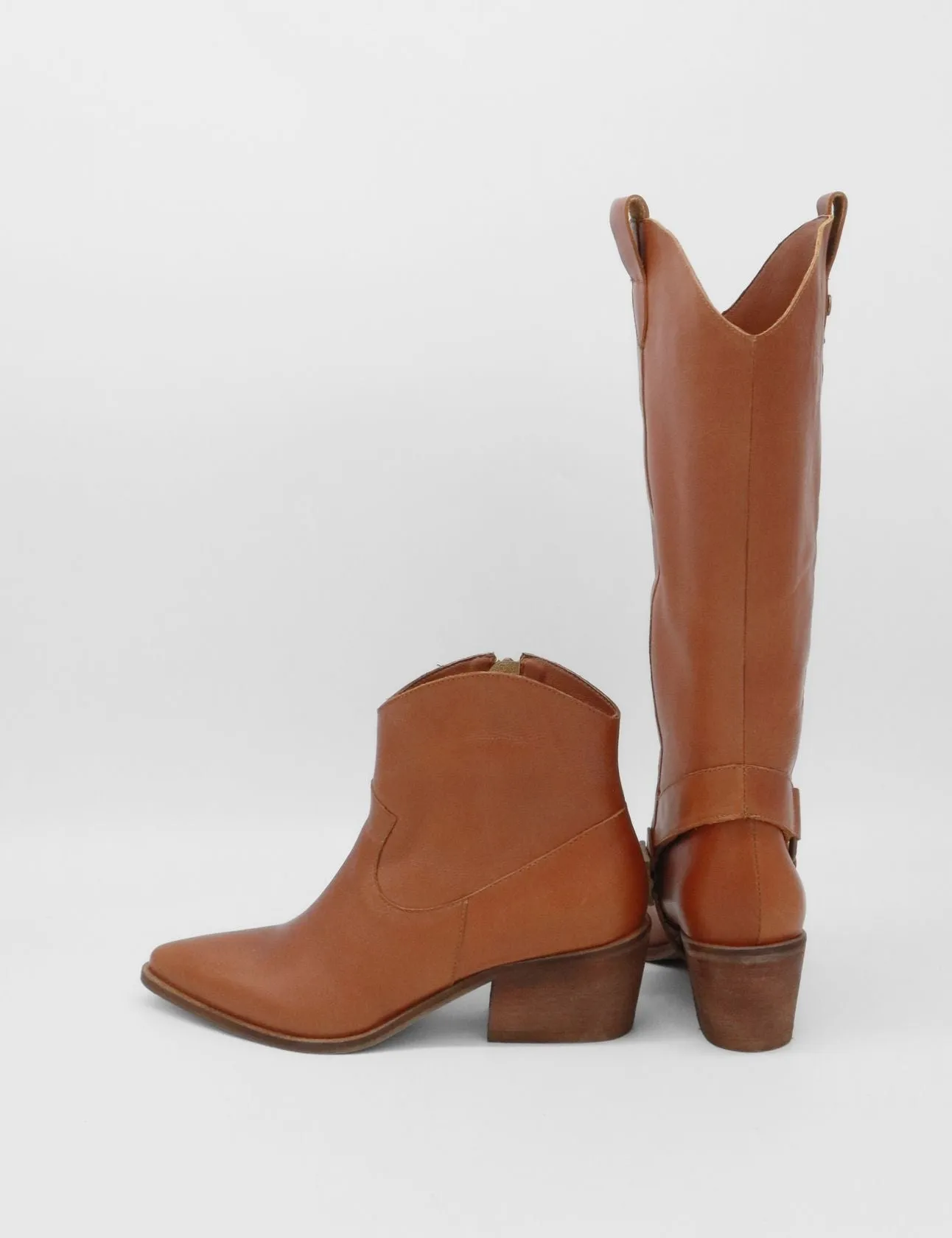 Penelope western cowboy convertible boots in tan leather womens shoes Pro Wrestling Boots