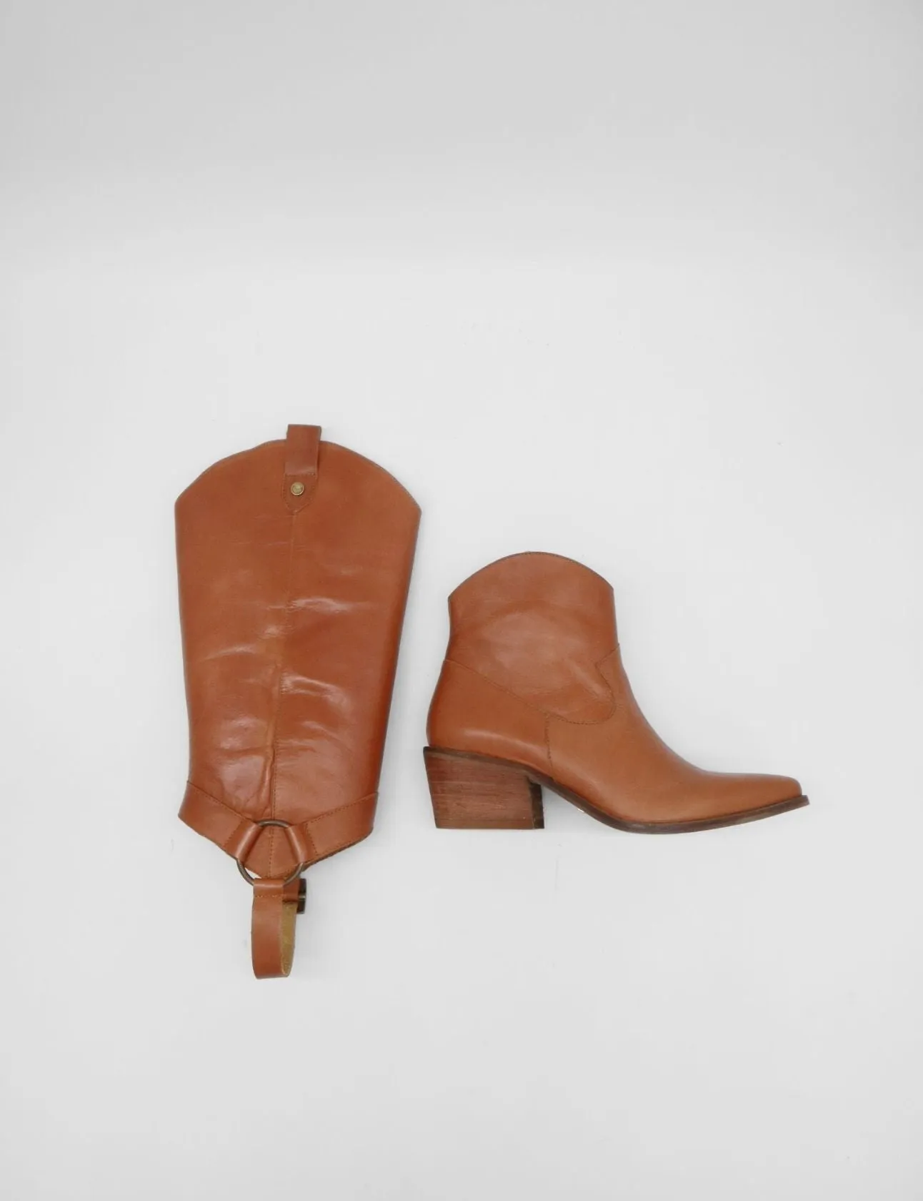 Penelope western cowboy convertible boots in tan leather womens shoes Hiking Boots Leather