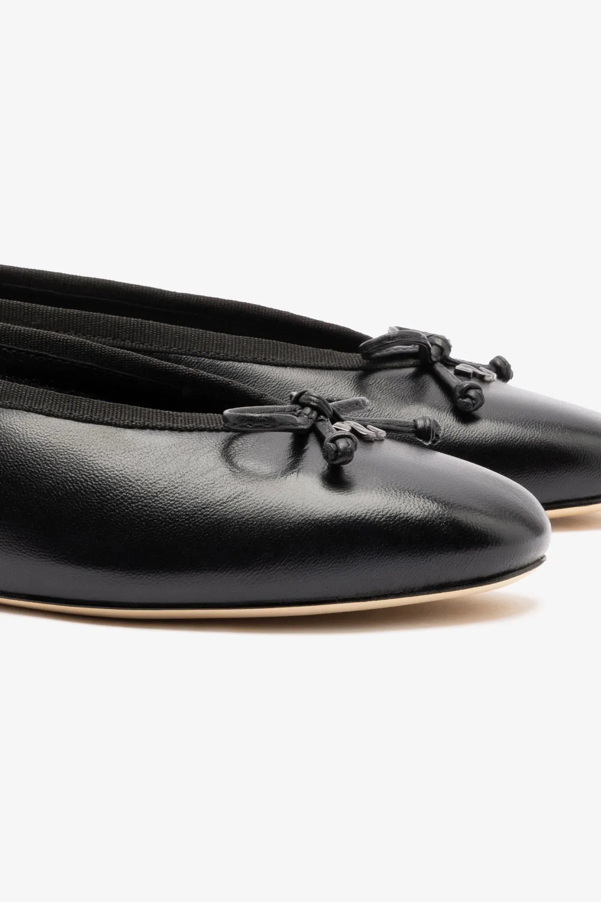 Pavlova Ballet Flat In Black Leather Flat Shoe Laces