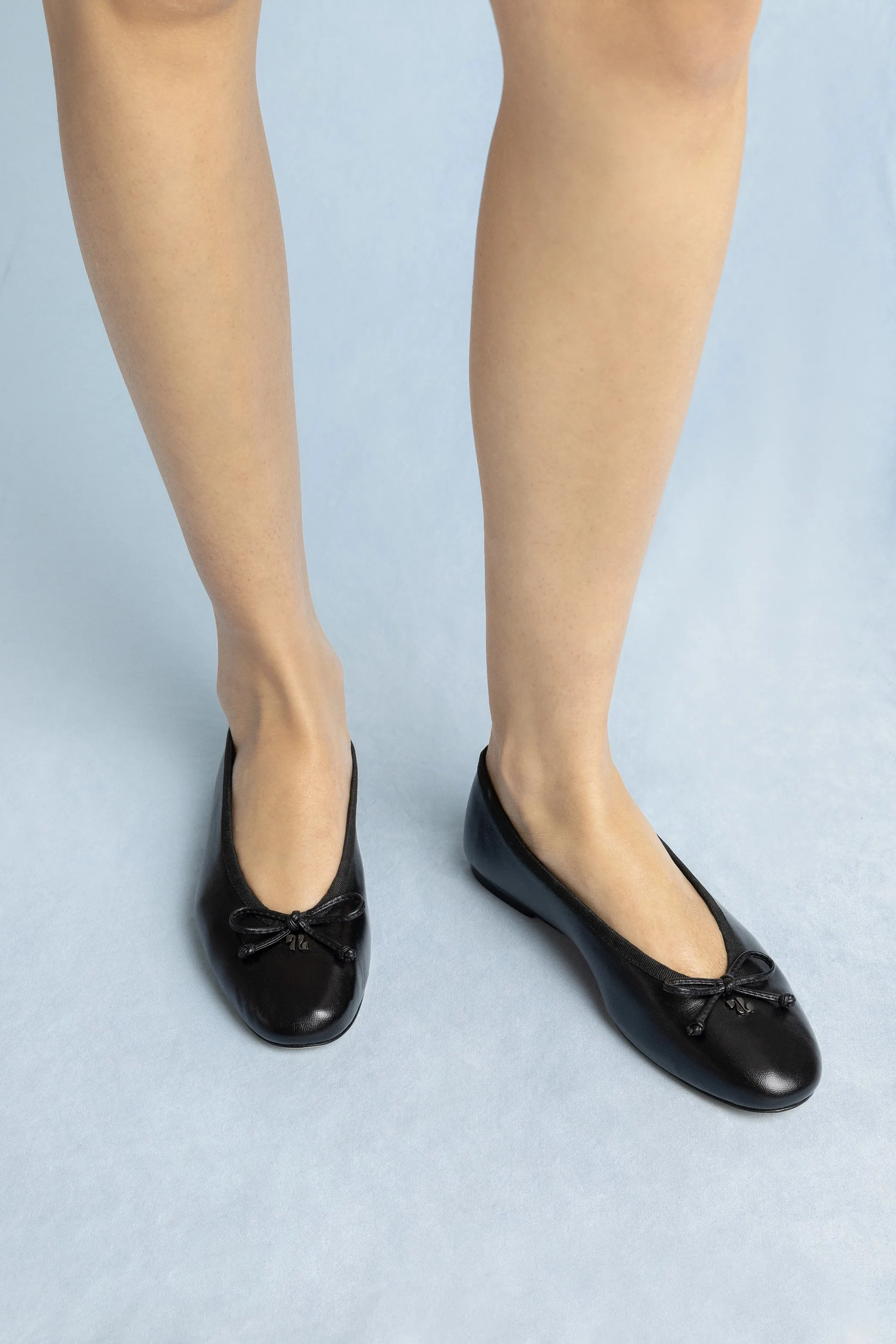 Pavlova Ballet Flat In Black Leather Teal Shoes Flats