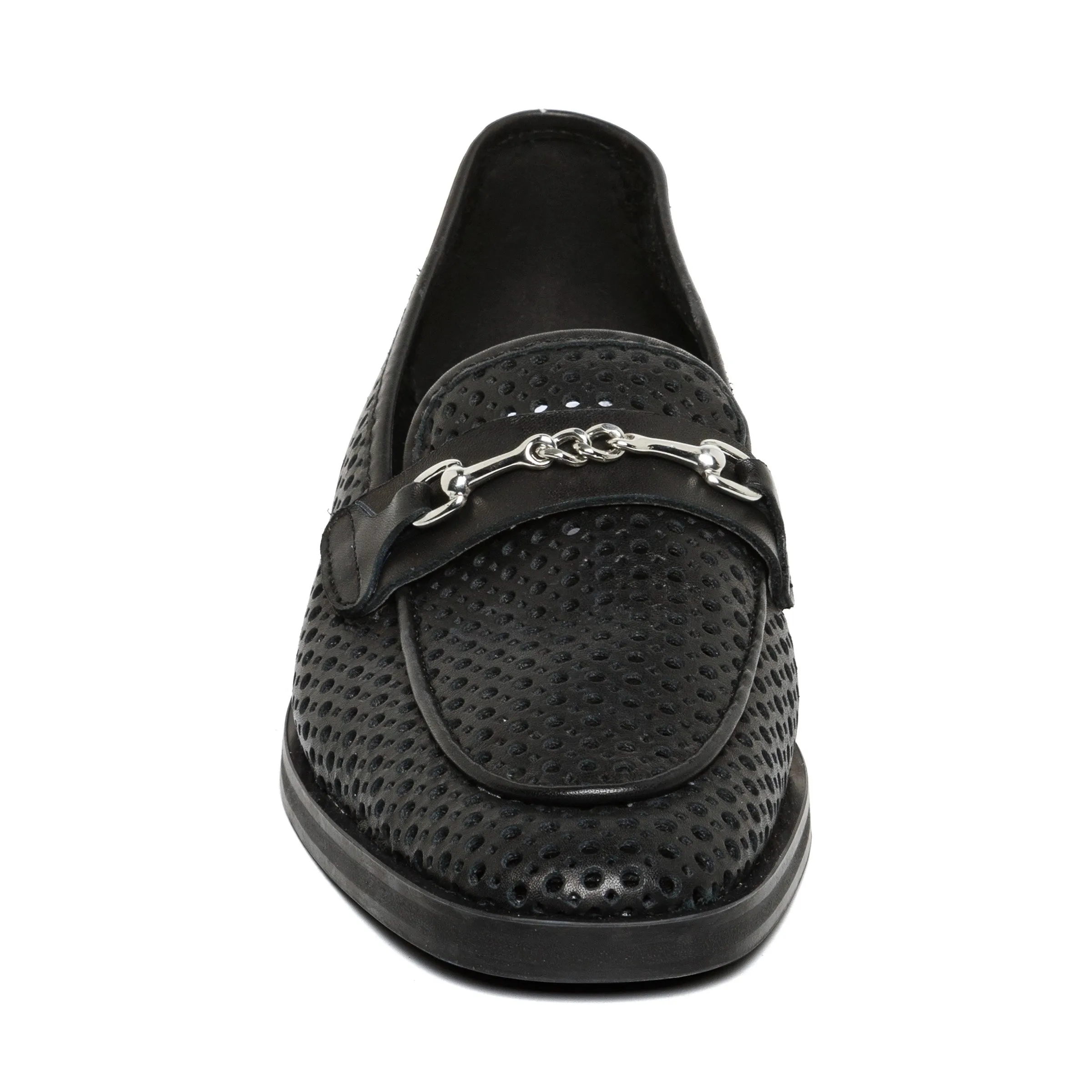 Nafisa Flat Shoe BLACK LEATHER Rhinestone Flat Shoes