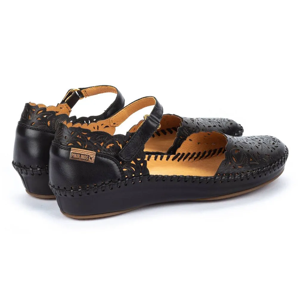 Running Shoes Wide Flat Feet Pikolinos P. Vallarta 655-0906 Black Leather Mary Jane (Women's)