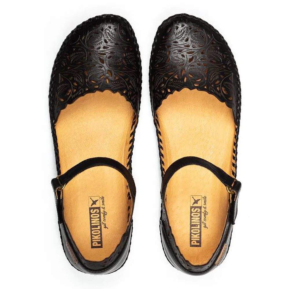 Flat Arch Running Shoes Pikolinos P. Vallarta 655-0906 Black Leather Mary Jane (Women's)