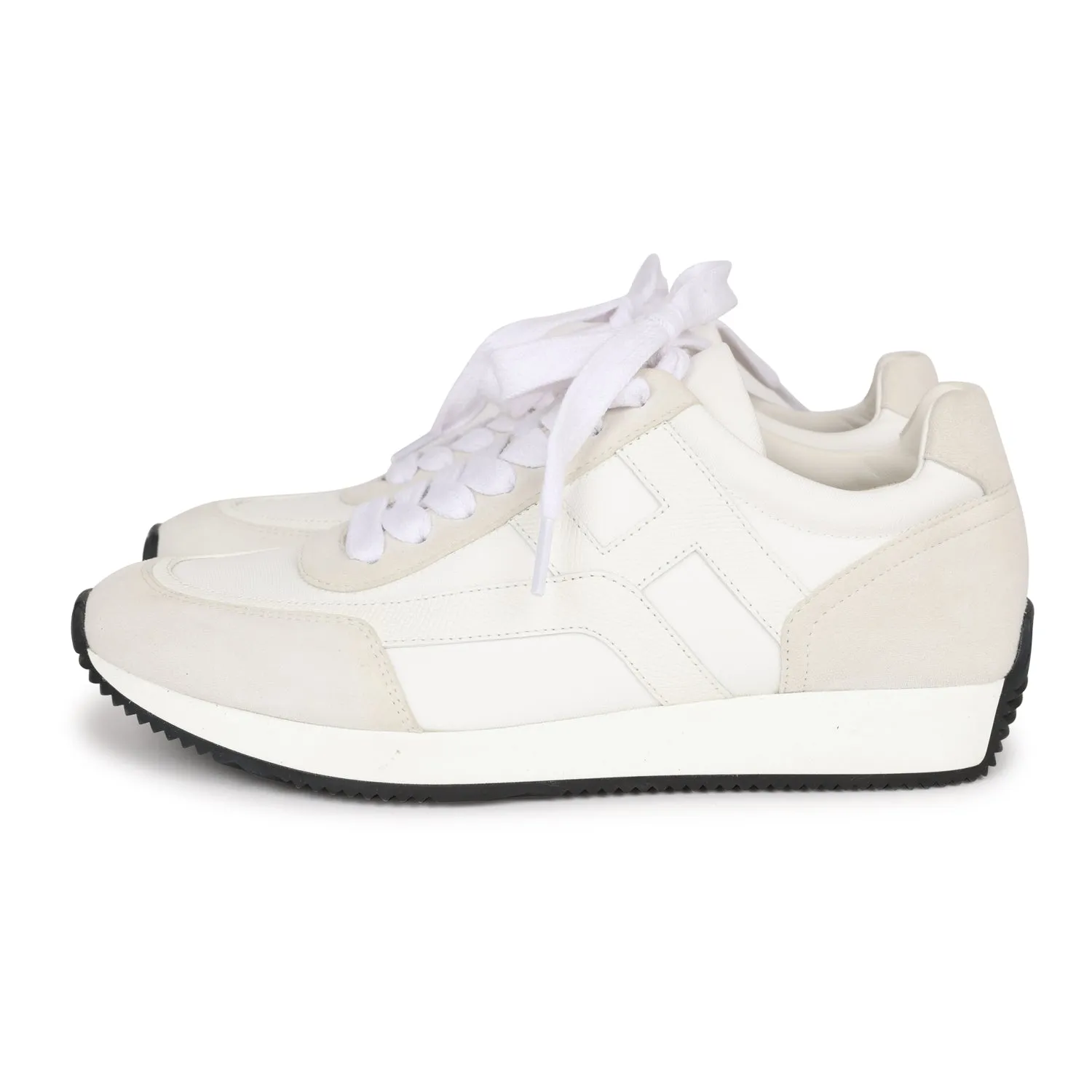 Zoom Tennis Shoes Hermes Boomerang Sneakers White/Gris Perle Epsom/Suede/Canvas 38