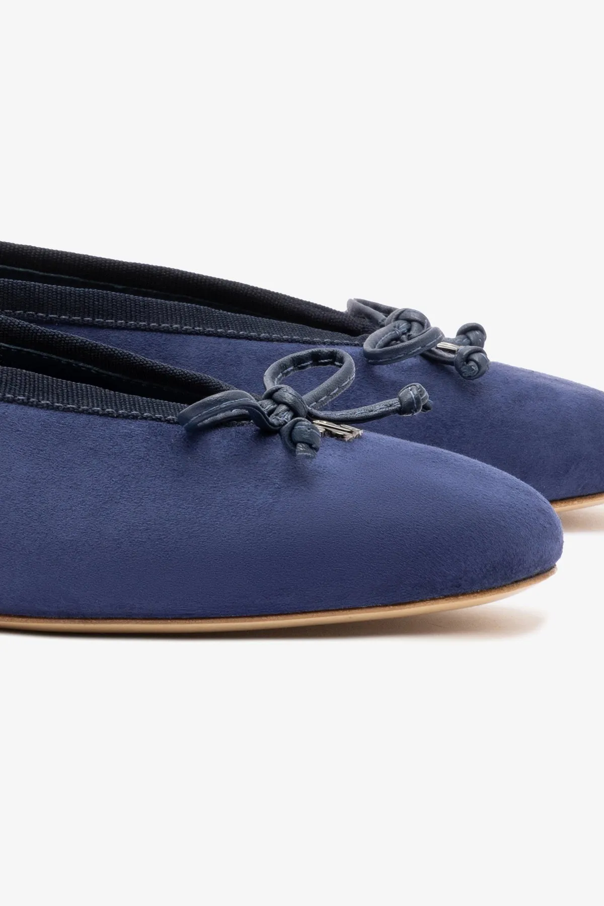 Flat Feather Shoes Pavlova Ballet Flat In Indigo Suede