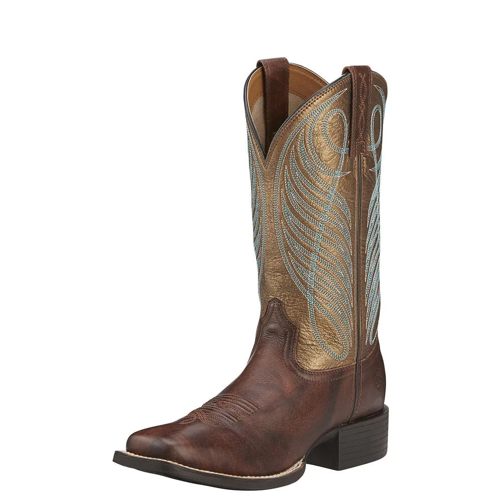 Ariat Women's Round Up Wide Square Toe Western Boot Muk Luk Boots