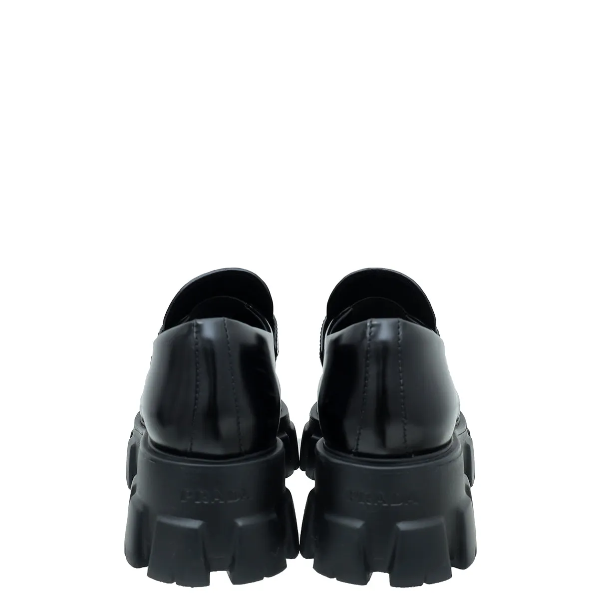 H&m Loafers Prada Black Brushed Monolith Pointy Loafers 38.5