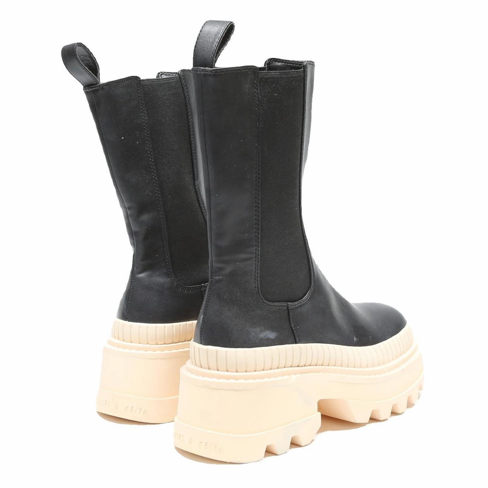 Danner Winter Boots CHARLES & KEITH Womens Platform Chelsea Boots Black Leather UK 3 Chunky Sole