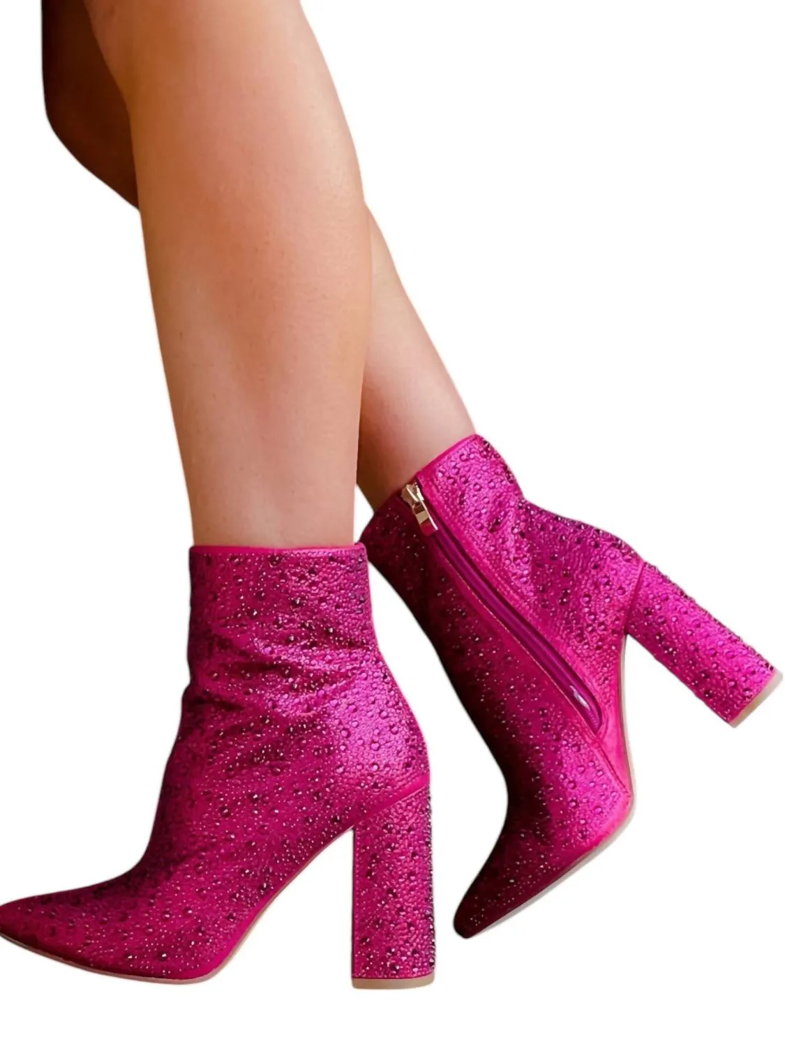 White Alpinestars Boots Women's Social Sweetheart Rhinestone Booties In Fuchsia