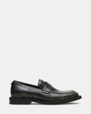 PERICON BLACK DISTRESSED Leather Loafers Women