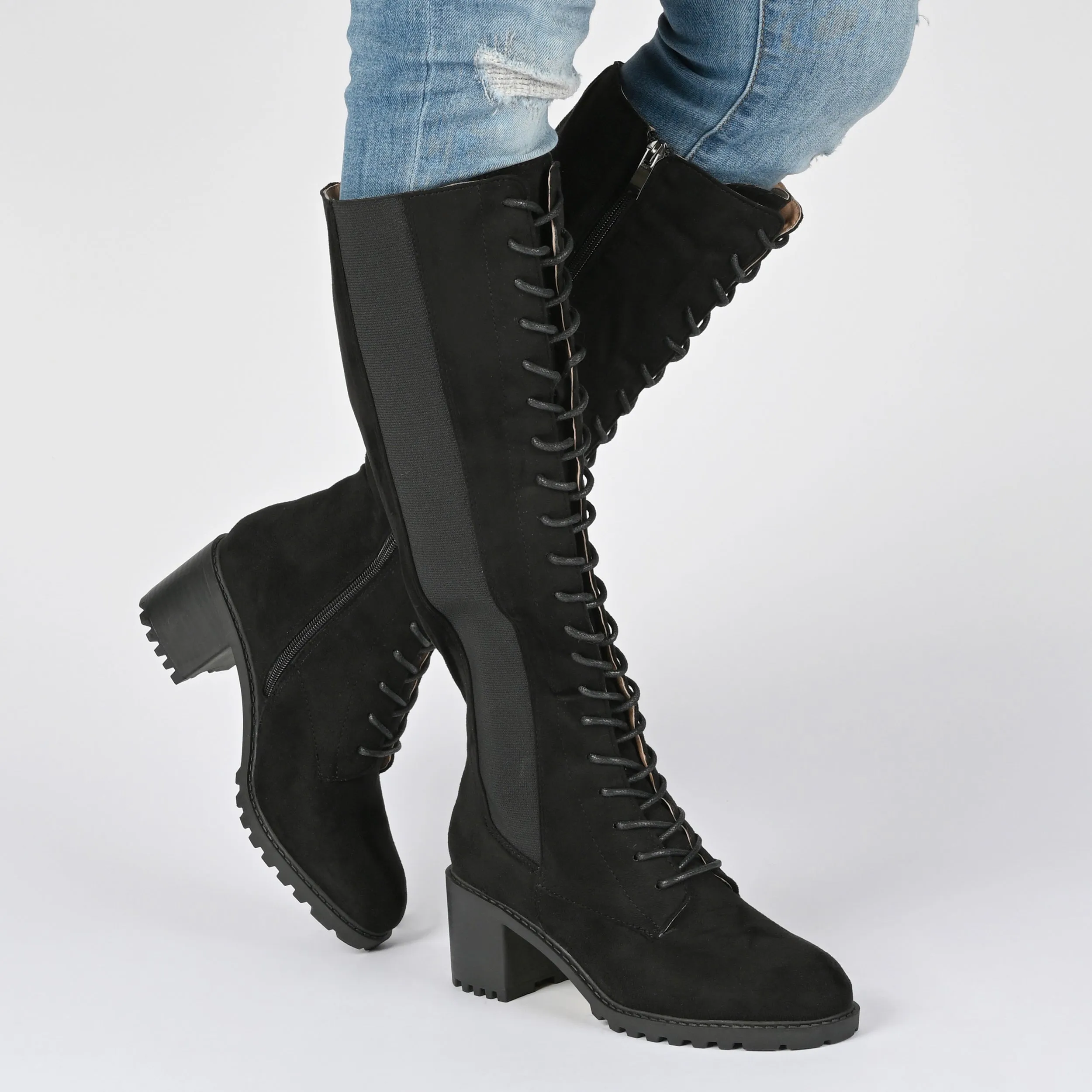 JENICCA LACE-UP BOOTS IN WIDE CALF Platform Sneaker Boots