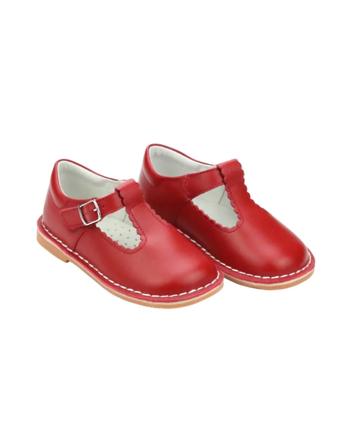 Baby Girl Selina Scalloped Mary Jane Shoe In Red Sale Flat Shoes