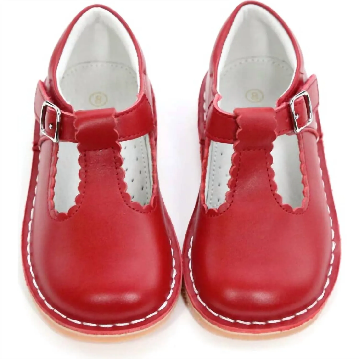 Rothy Flat Shoes Baby Girl Selina Scalloped Mary Jane Shoe In Red