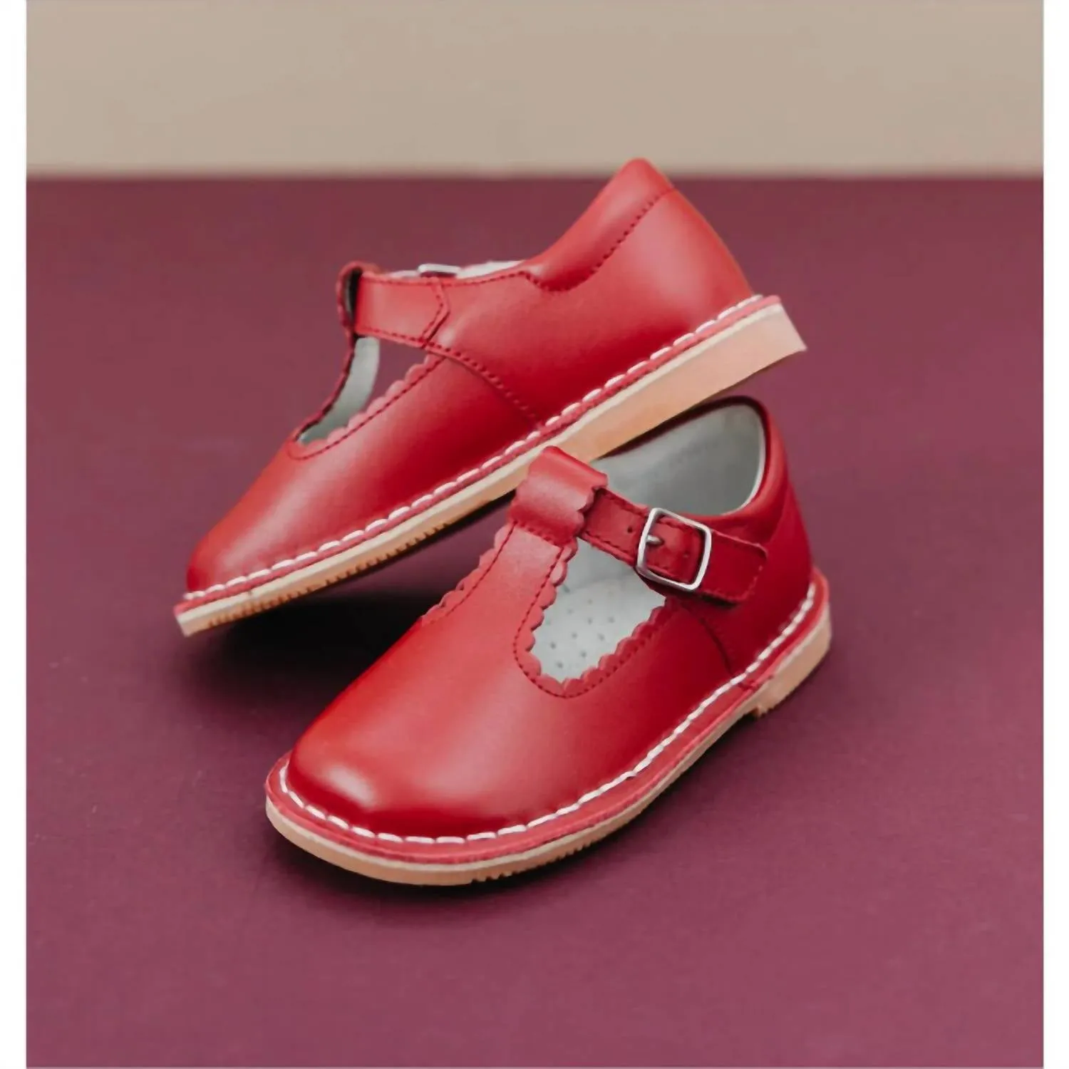 Baby Girl Selina Scalloped Mary Jane Shoe In Red Best Running Shoes For Overpronation Flat Feet