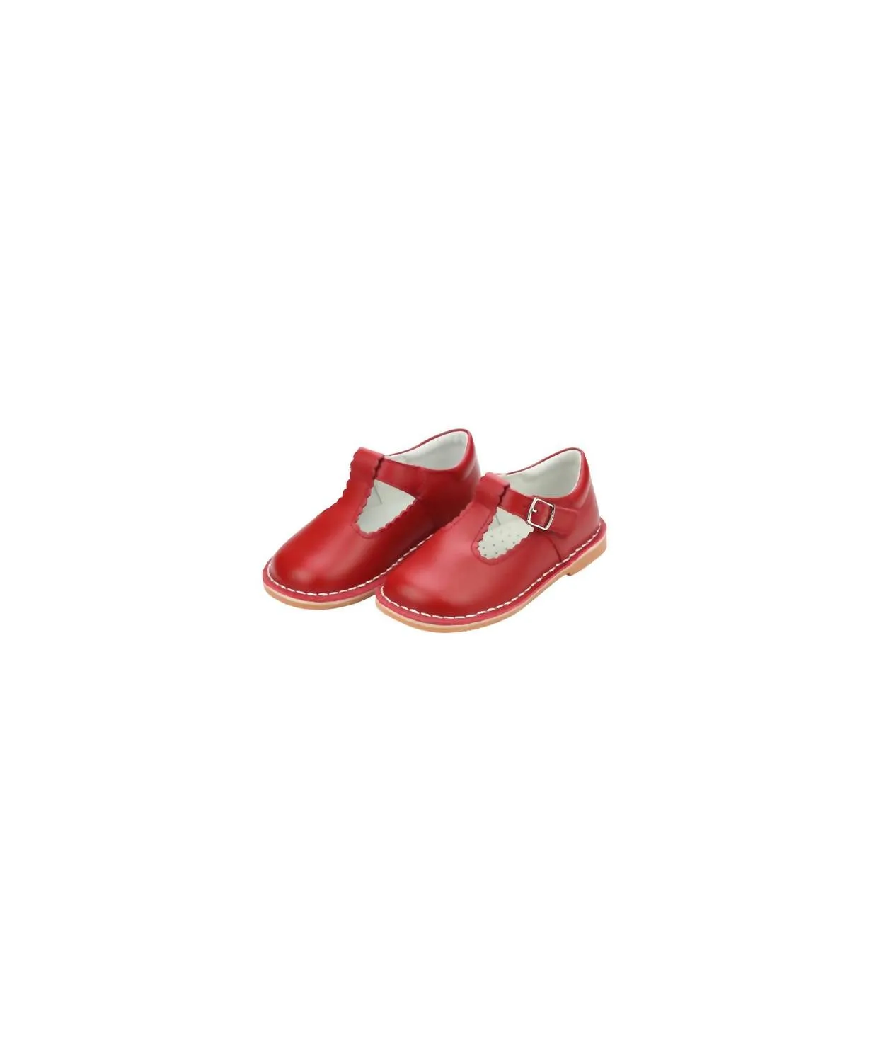 Baby Girl Selina Scalloped Mary Jane Shoe In Red Flight Attendant Flat Shoes