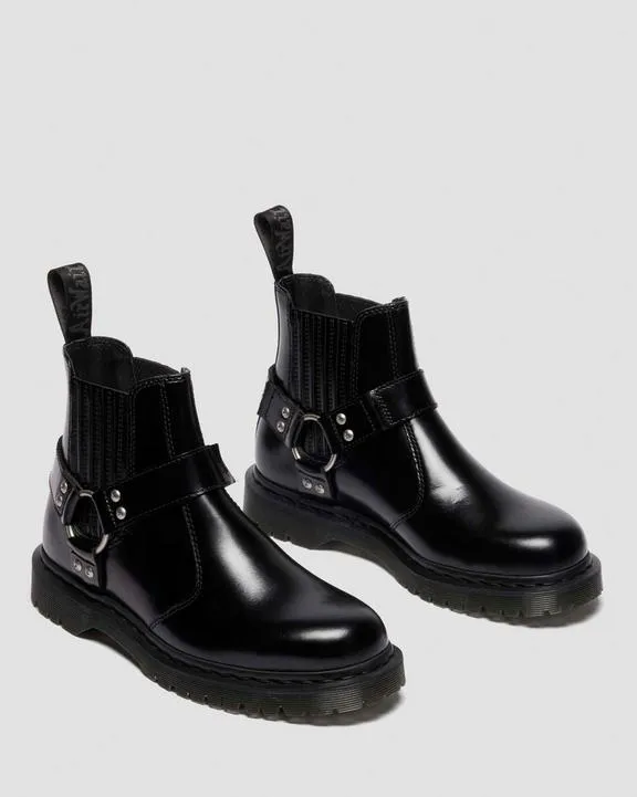 2976 Harness - Black Analine - Womens Chelsea Boots With Leggings