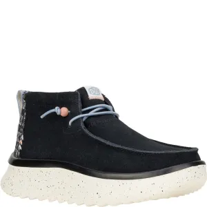 HEYDUDE Wendy Peak Hi Suede Ankle Boots Black Flat Ankle Boots