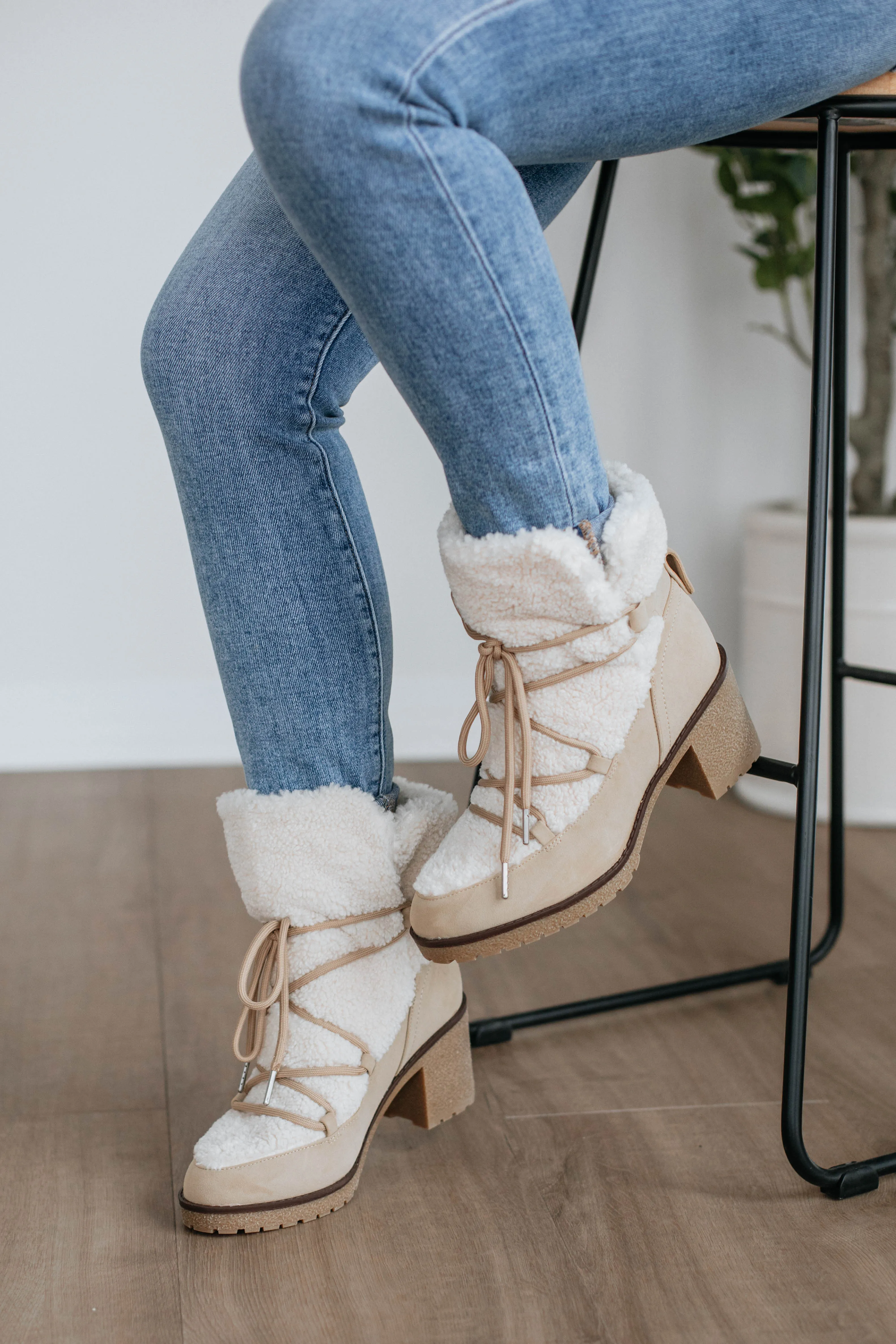 Embracing The Chill Boots - Taupe Fashionable Snow Boots