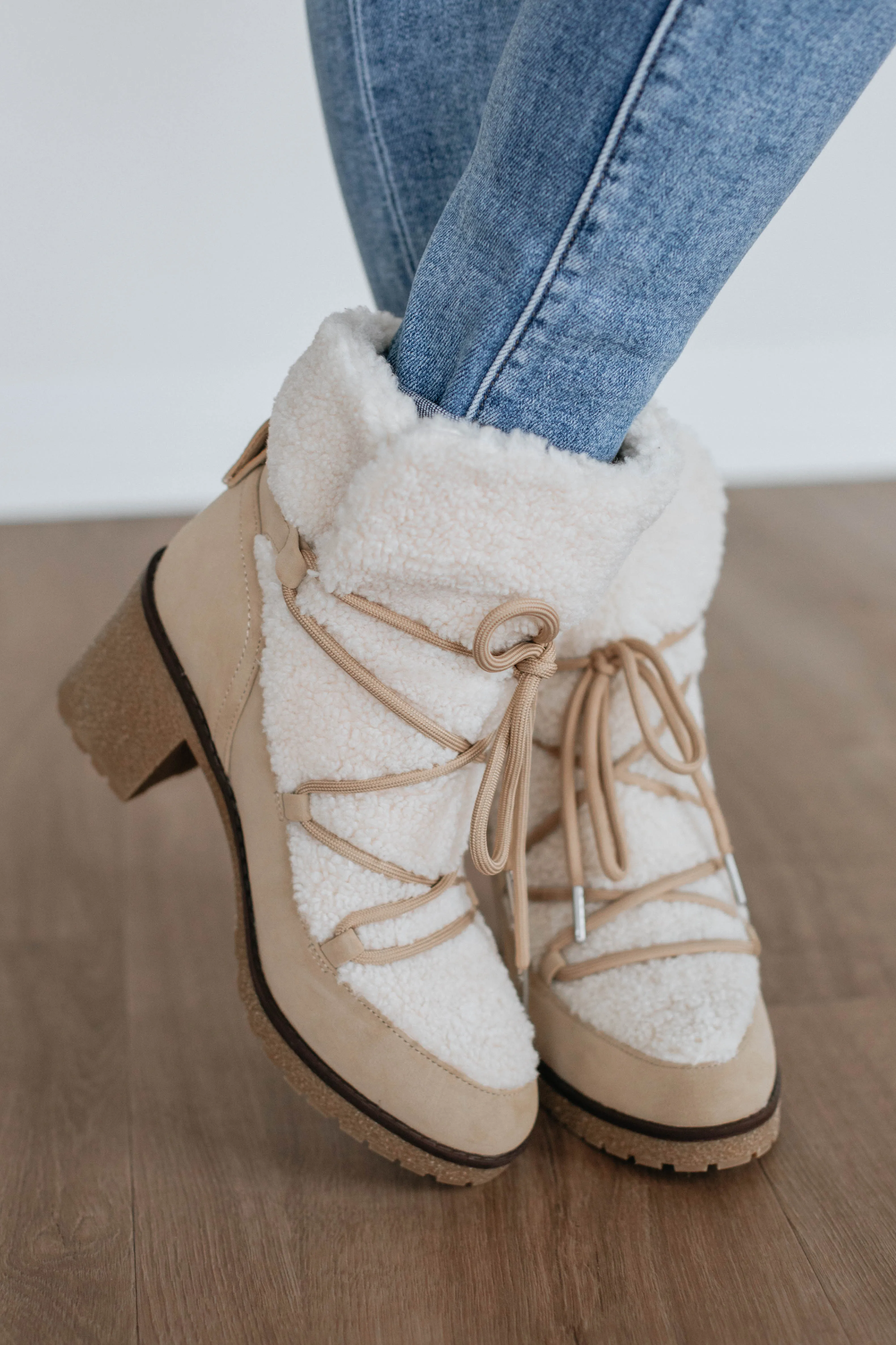 Embracing The Chill Boots - Taupe Ostrich Feather Boots