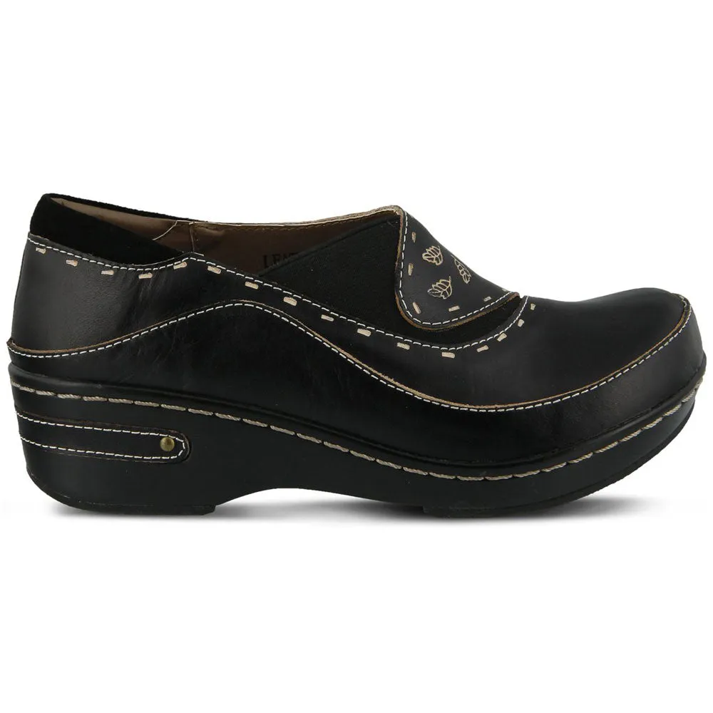 Clarks Slip On Shoes Spring Step Burbank Black Leather (Women's)