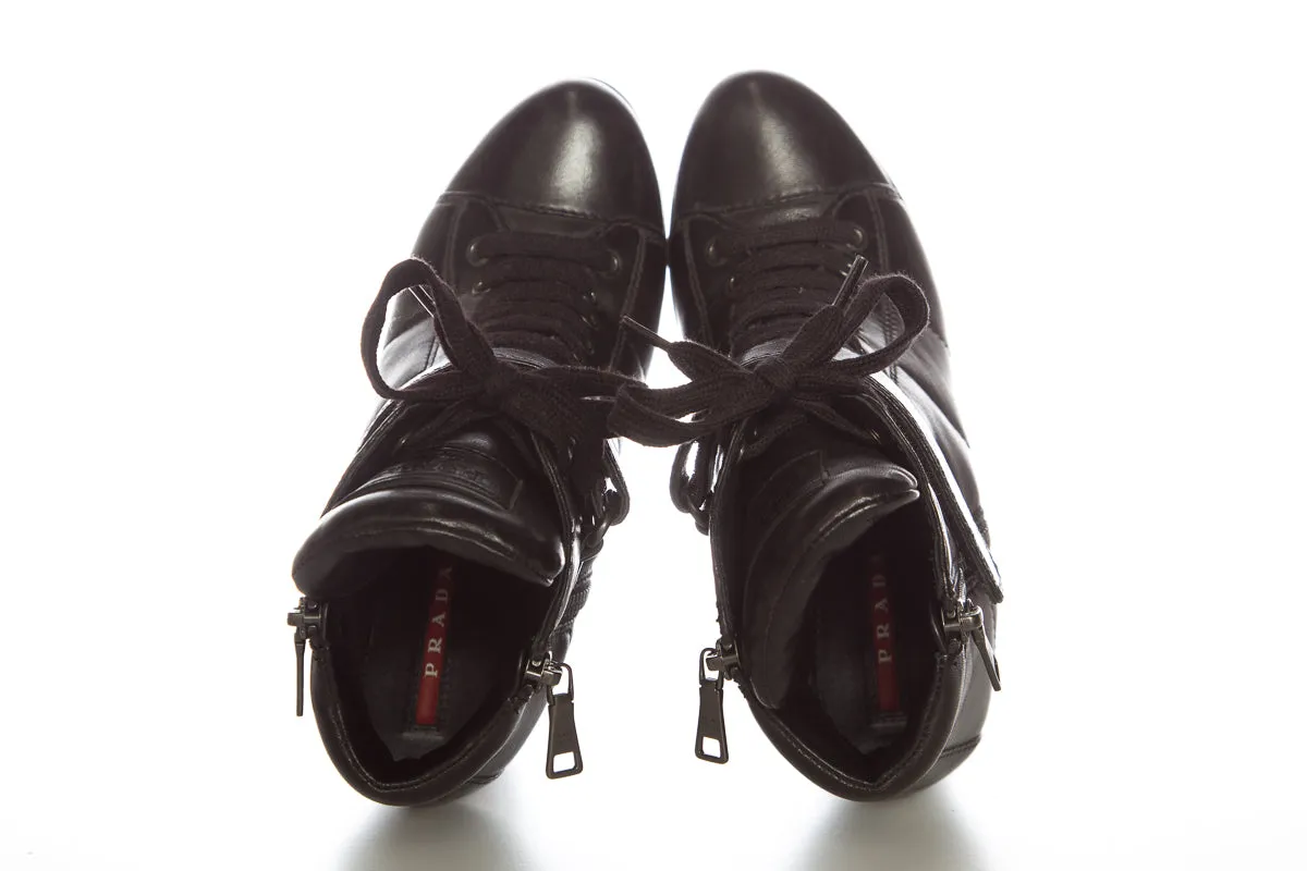 Prada Black Boots SZ 37 Thigh High Platform Boots