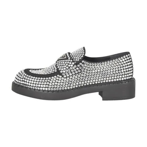 Boat Shoes Vs Penny Loafers Prada Crystal Satin Loafers - New Condition