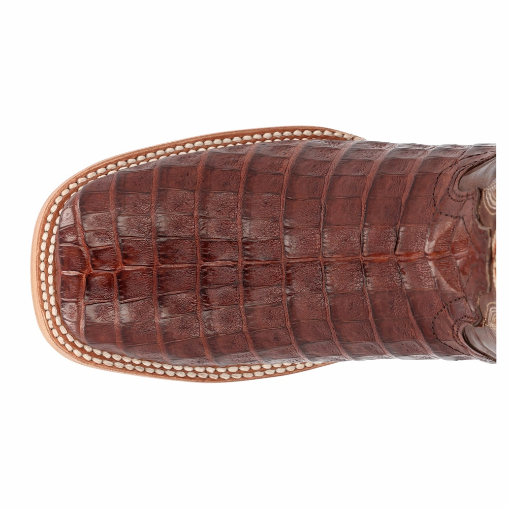 Tree Climbing Boots With Spikes PRCA Collection Caiman Embroidered Square Toe Pull On Cowboy Boots