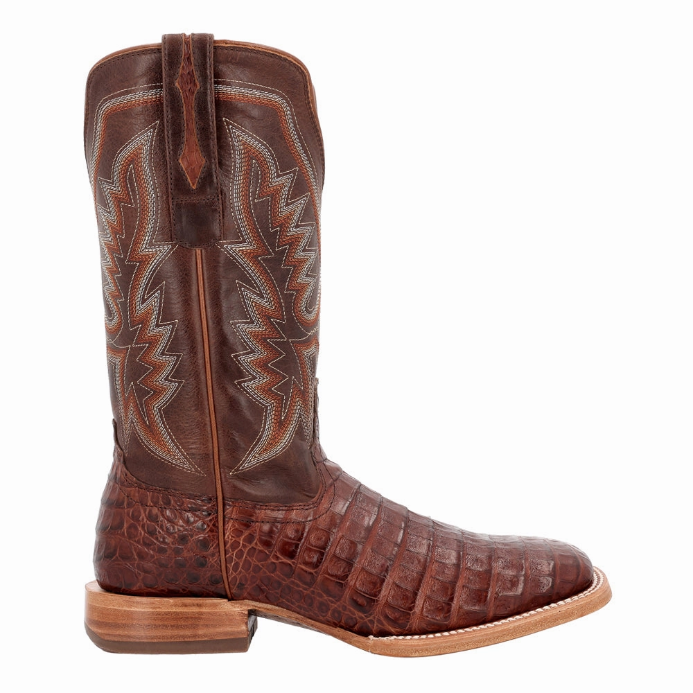 PRCA Collection Caiman Embroidered Square Toe Pull On Cowboy Boots Lightweight Composite Toe Boots