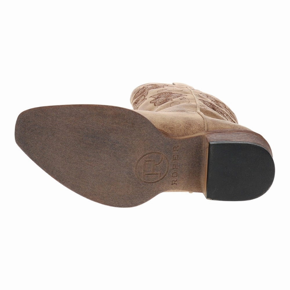 Vintage Motorcycle Boots Riley Flowers Floral Embroidered Snip Toe Pull On Cowboy Boots